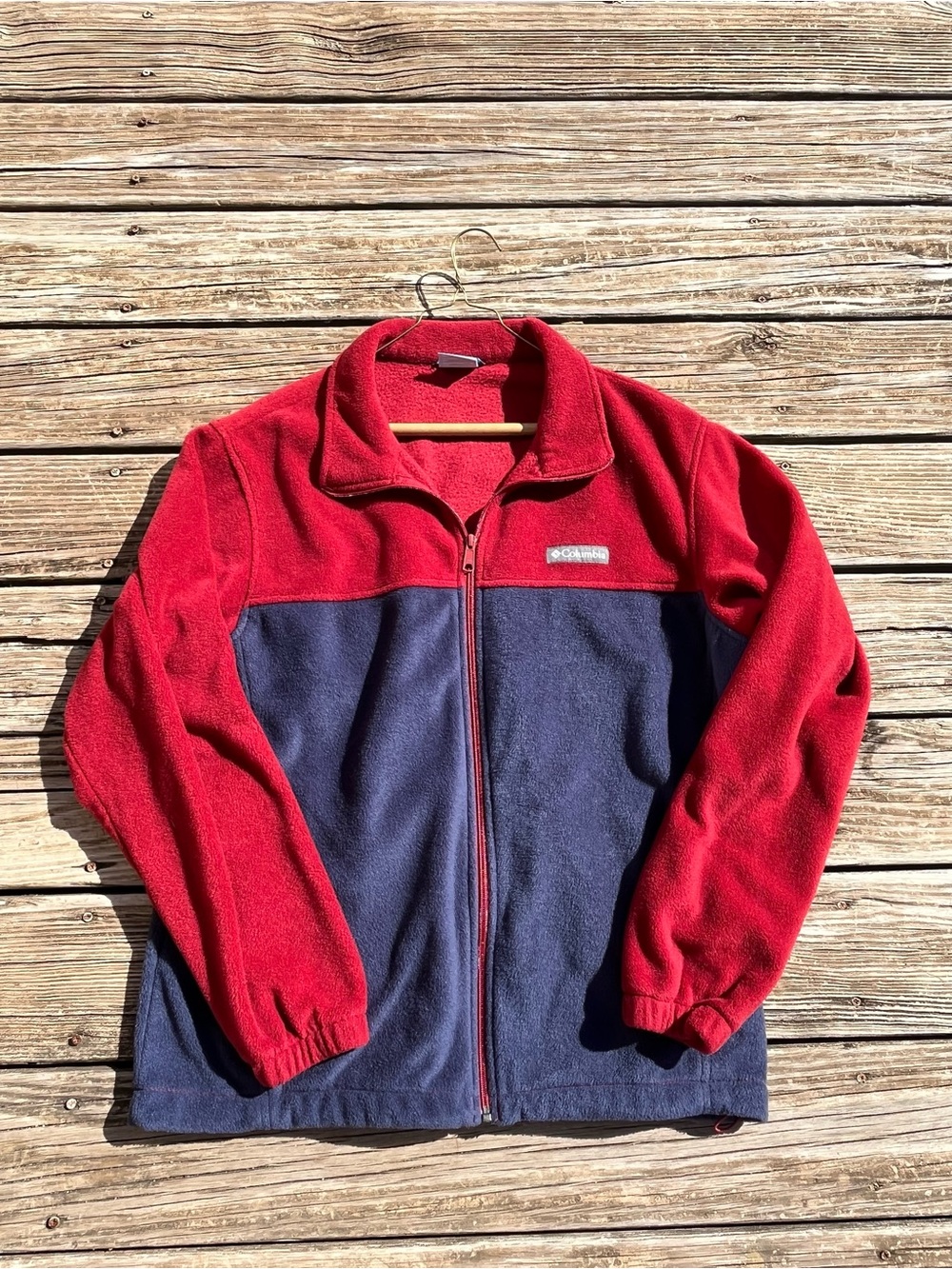 Columbia Red and Navy Lightweight Fleece Jacket